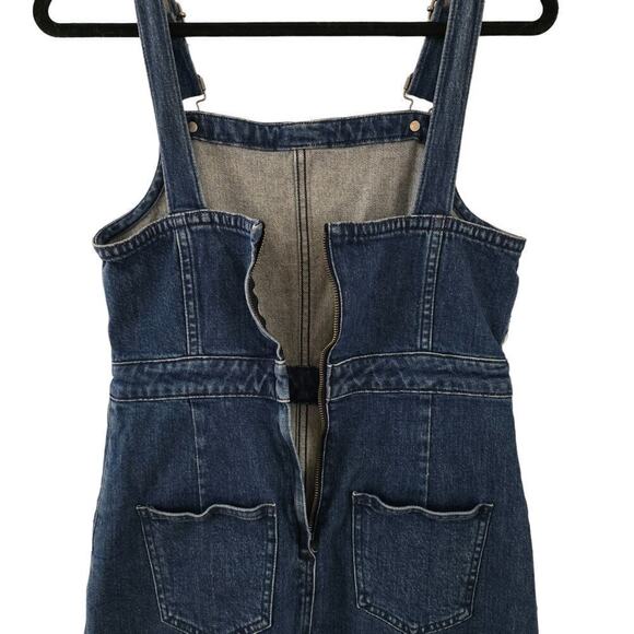 Madewell Mini Dress 4 Blue Denim Square Neck Pockets Medium Wash Sleeveless - Picture 5 of 7